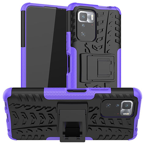 Custodia Silicone e Plastica Opaca Cover con Supporto JX1 per Xiaomi Poco X3 GT 5G Viola