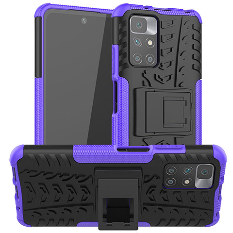 Custodia Silicone e Plastica Opaca Cover con Supporto JX1 per Xiaomi Redmi 10 (2022) Viola