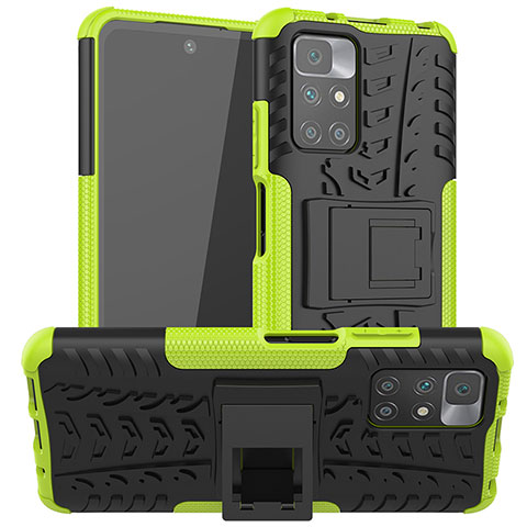 Custodia Silicone e Plastica Opaca Cover con Supporto JX1 per Xiaomi Redmi 10 4G Verde