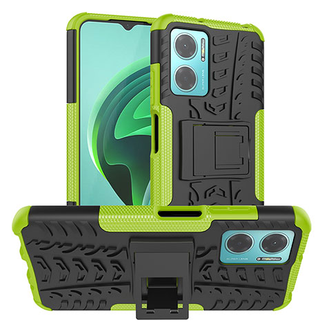 Custodia Silicone e Plastica Opaca Cover con Supporto JX1 per Xiaomi Redmi 10 5G Verde