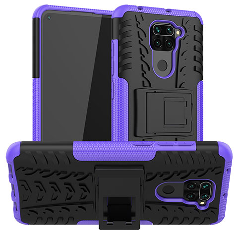 Custodia Silicone e Plastica Opaca Cover con Supporto JX1 per Xiaomi Redmi 10X 4G Viola