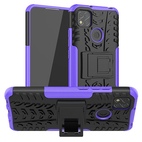 Custodia Silicone e Plastica Opaca Cover con Supporto JX1 per Xiaomi Redmi 9 Activ Viola