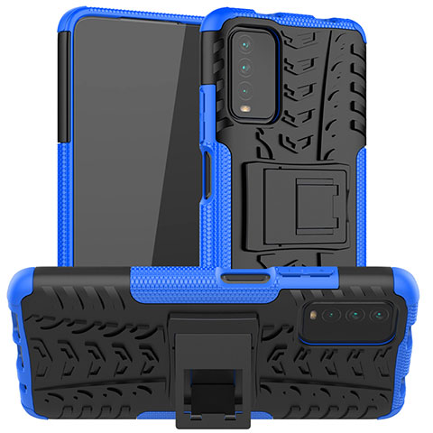 Custodia Silicone e Plastica Opaca Cover con Supporto JX1 per Xiaomi Redmi 9 Power Blu