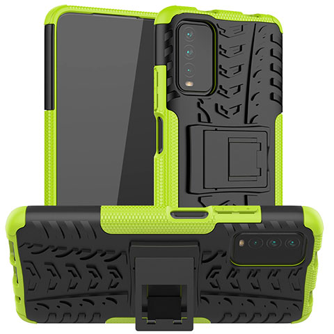 Custodia Silicone e Plastica Opaca Cover con Supporto JX1 per Xiaomi Redmi 9 Power Verde