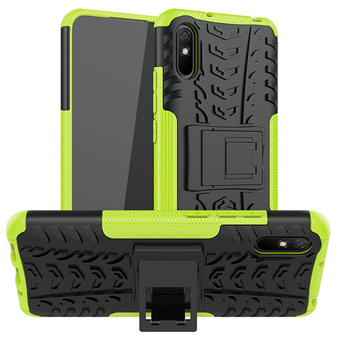 Custodia Silicone e Plastica Opaca Cover con Supporto JX1 per Xiaomi Redmi 9AT Verde