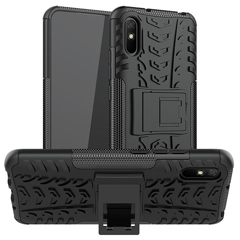 Custodia Silicone e Plastica Opaca Cover con Supporto JX1 per Xiaomi Redmi 9i Nero