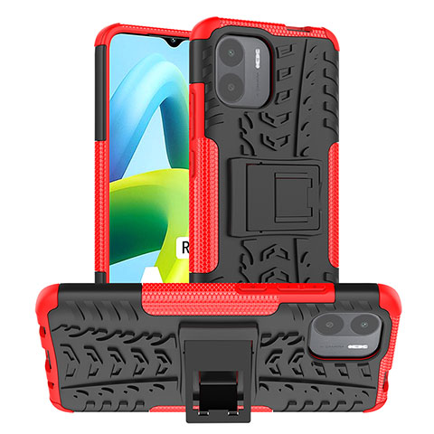 Custodia Silicone e Plastica Opaca Cover con Supporto JX1 per Xiaomi Redmi A1 Rosso