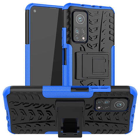 Custodia Silicone e Plastica Opaca Cover con Supporto JX1 per Xiaomi Redmi K30S 5G Blu