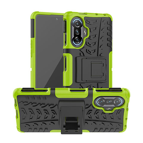 Custodia Silicone e Plastica Opaca Cover con Supporto JX1 per Xiaomi Redmi K40 Gaming 5G Verde