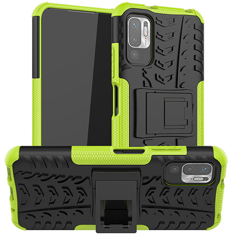 Custodia Silicone e Plastica Opaca Cover con Supporto JX1 per Xiaomi Redmi Note 10T 5G Verde