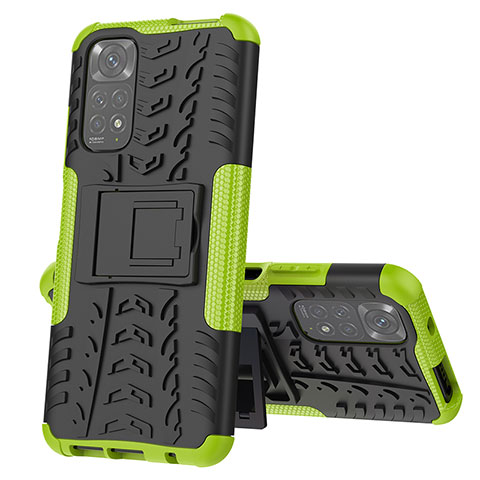 Custodia Silicone e Plastica Opaca Cover con Supporto JX1 per Xiaomi Redmi Note 11 4G (2022) Verde