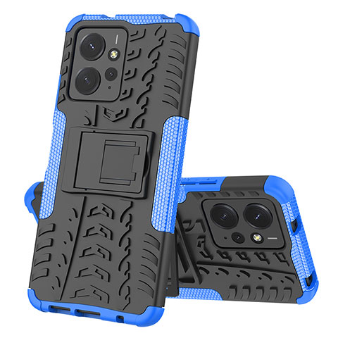 Custodia Silicone e Plastica Opaca Cover con Supporto JX1 per Xiaomi Redmi Note 12 4G Blu