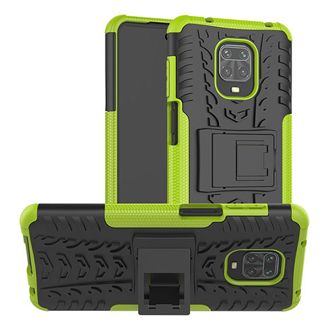 Custodia Silicone e Plastica Opaca Cover con Supporto JX1 per Xiaomi Redmi Note 9 Pro Max Verde