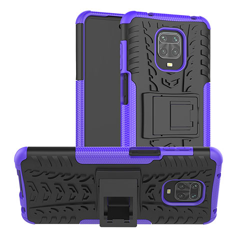 Custodia Silicone e Plastica Opaca Cover con Supporto JX1 per Xiaomi Redmi Note 9 Pro Max Viola