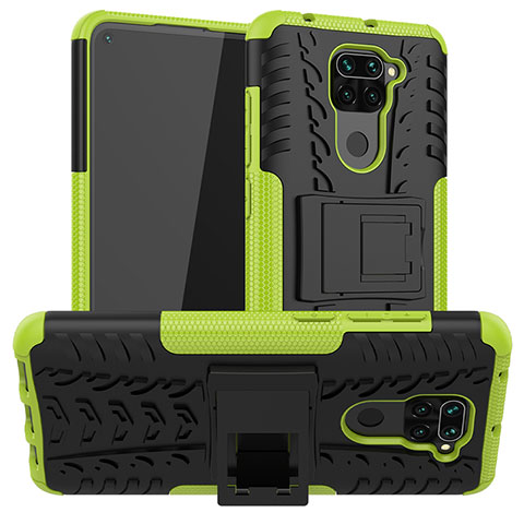 Custodia Silicone e Plastica Opaca Cover con Supporto JX1 per Xiaomi Redmi Note 9 Verde