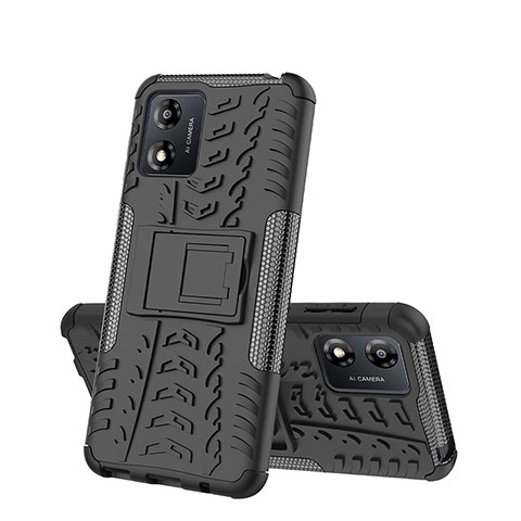 Custodia Silicone e Plastica Opaca Cover con Supporto JX2 per Motorola Moto E13 Nero