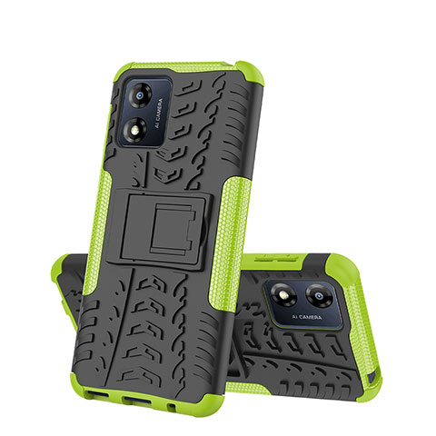 Custodia Silicone e Plastica Opaca Cover con Supporto JX2 per Motorola Moto E13 Verde