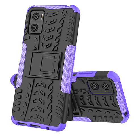 Custodia Silicone e Plastica Opaca Cover con Supporto JX2 per Motorola Moto E22 Viola