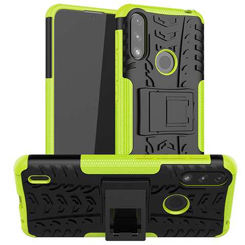 Custodia Silicone e Plastica Opaca Cover con Supporto JX2 per Motorola Moto E7 Power Verde