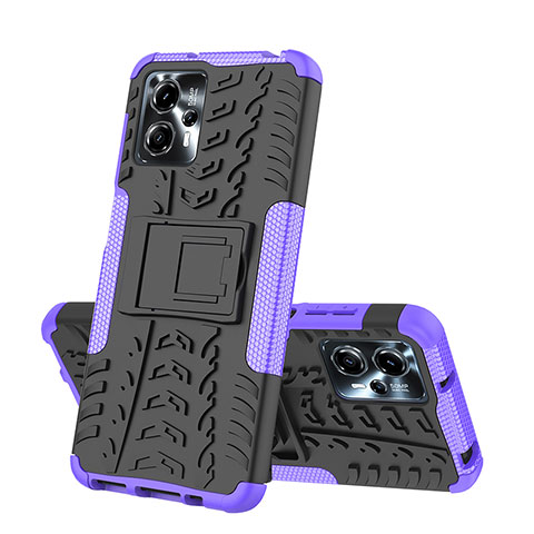 Custodia Silicone e Plastica Opaca Cover con Supporto JX2 per Motorola Moto G23 Viola