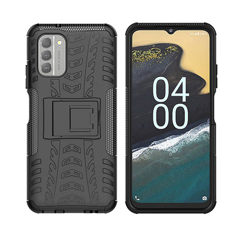 Custodia Silicone e Plastica Opaca Cover con Supporto JX2 per Nokia G400 5G Nero