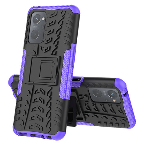 Custodia Silicone e Plastica Opaca Cover con Supporto JX2 per Oppo A96 4G Viola