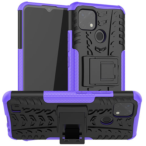 Custodia Silicone e Plastica Opaca Cover con Supporto JX2 per Realme C11 (2021) Viola