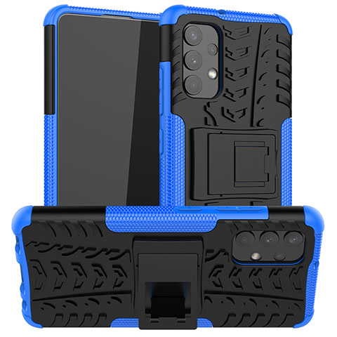 Custodia Silicone e Plastica Opaca Cover con Supporto JX2 per Samsung Galaxy A32 4G Blu