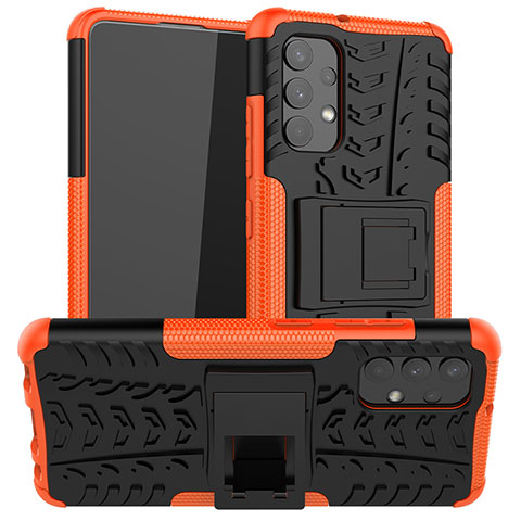 Custodia Silicone e Plastica Opaca Cover con Supporto JX2 per Samsung Galaxy A32 5G Arancione