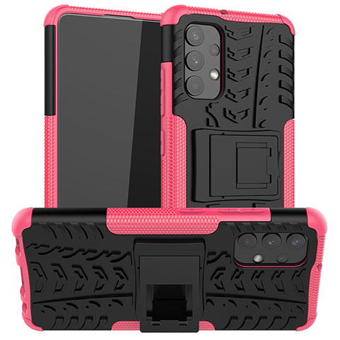 Custodia Silicone e Plastica Opaca Cover con Supporto JX2 per Samsung Galaxy A32 5G Rosa Caldo