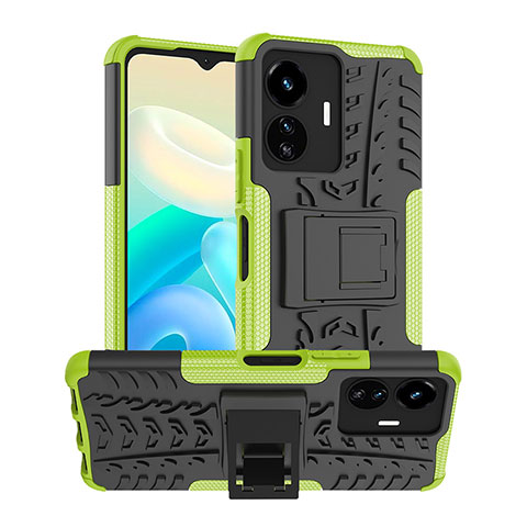 Custodia Silicone e Plastica Opaca Cover con Supporto JX2 per Vivo iQOO Z6 Lite 5G Verde