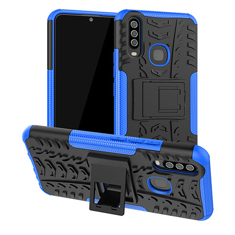 Custodia Silicone e Plastica Opaca Cover con Supporto JX2 per Vivo Y11 Blu