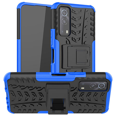 Custodia Silicone e Plastica Opaca Cover con Supporto JX2 per Vivo Y75s 5G Blu