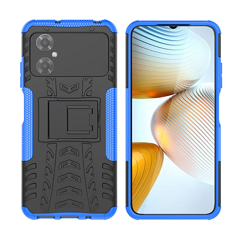 Custodia Silicone e Plastica Opaca Cover con Supporto JX2 per Xiaomi Poco M4 5G Blu