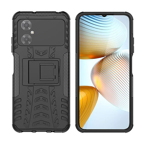 Custodia Silicone e Plastica Opaca Cover con Supporto JX2 per Xiaomi Poco M4 5G Nero