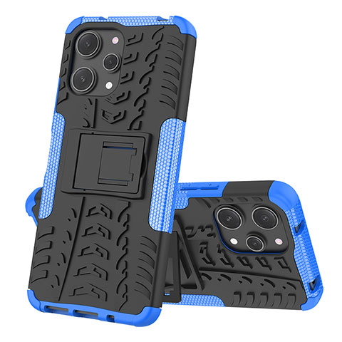 Custodia Silicone e Plastica Opaca Cover con Supporto JX2 per Xiaomi Redmi 12 4G Blu