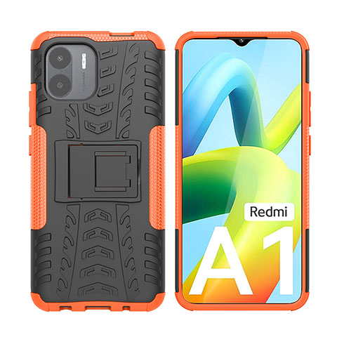 Custodia Silicone e Plastica Opaca Cover con Supporto JX2 per Xiaomi Redmi A1 Arancione