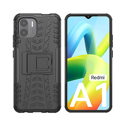 Custodia Silicone e Plastica Opaca Cover con Supporto JX2 per Xiaomi Redmi A1 Nero