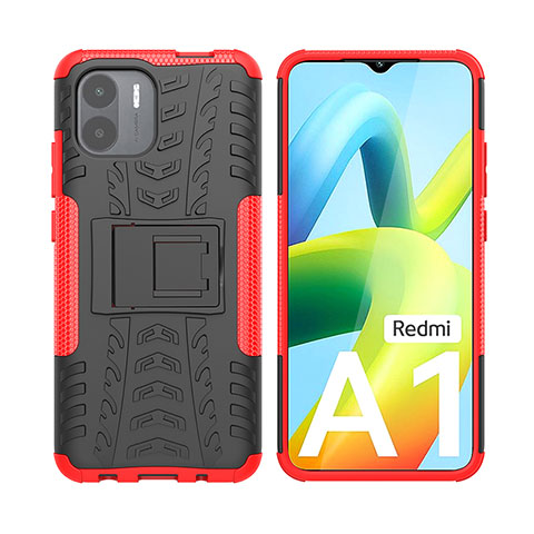 Custodia Silicone e Plastica Opaca Cover con Supporto JX2 per Xiaomi Redmi A1 Rosso