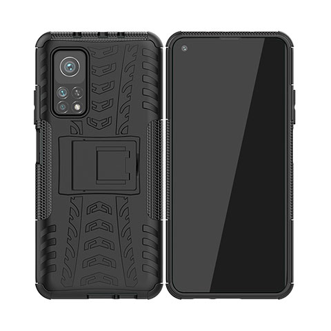 Custodia Silicone e Plastica Opaca Cover con Supporto JX2 per Xiaomi Redmi K30S 5G Nero