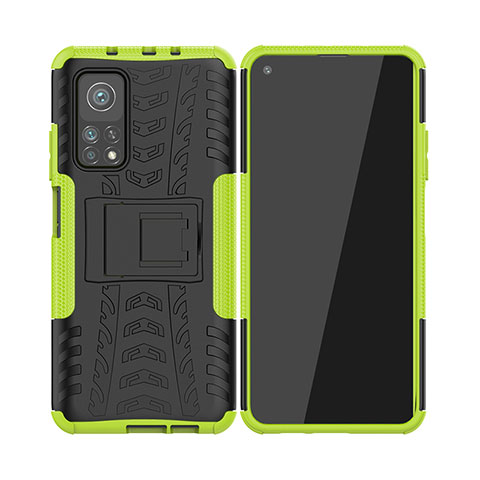 Custodia Silicone e Plastica Opaca Cover con Supporto JX2 per Xiaomi Redmi K30S 5G Verde