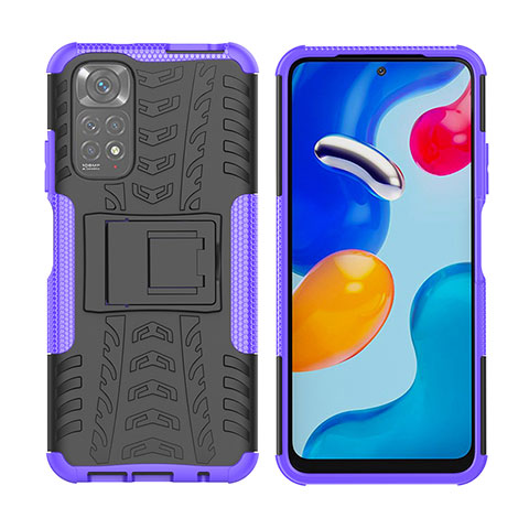 Custodia Silicone e Plastica Opaca Cover con Supporto JX2 per Xiaomi Redmi Note 11 4G (2022) Viola