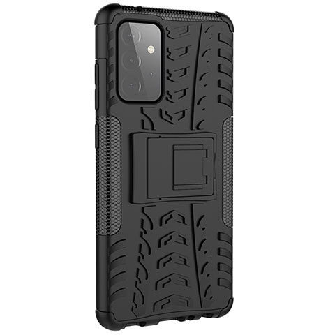 Custodia Silicone e Plastica Opaca Cover con Supporto JX3 per Samsung Galaxy A72 5G Nero