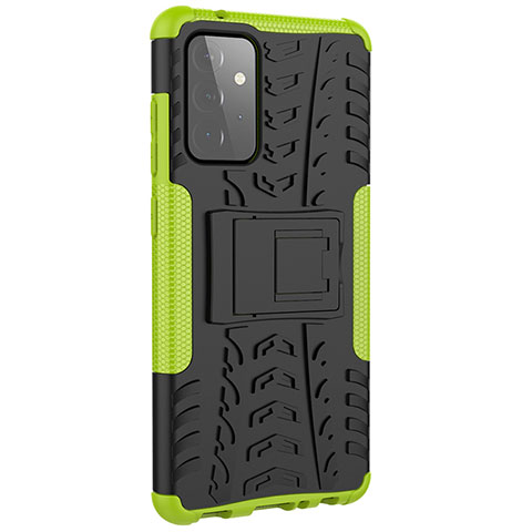 Custodia Silicone e Plastica Opaca Cover con Supporto JX3 per Samsung Galaxy A72 5G Verde