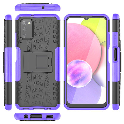 Custodia Silicone e Plastica Opaca Cover con Supporto JX5 per Samsung Galaxy M02s Viola