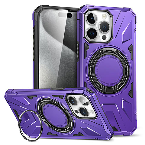 Custodia Silicone e Plastica Opaca Cover con Supporto K02C per Apple iPhone 14 Pro Max Viola