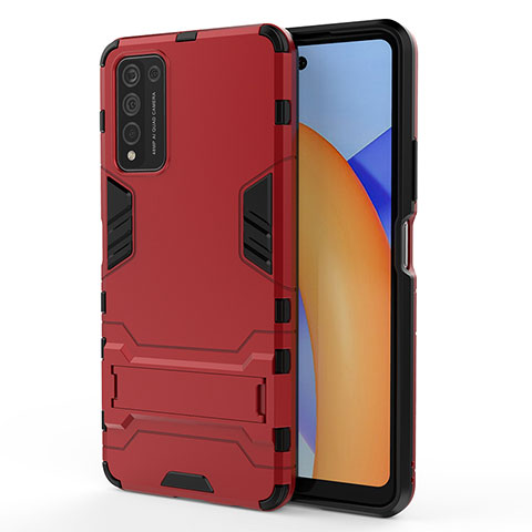 Custodia Silicone e Plastica Opaca Cover con Supporto KC1 per Huawei Honor 10X Lite Rosso