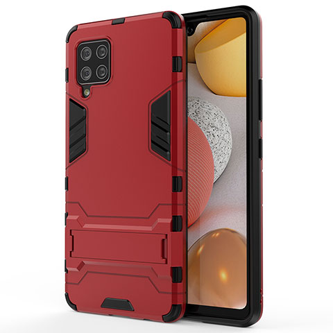 Custodia Silicone e Plastica Opaca Cover con Supporto KC1 per Samsung Galaxy A42 5G Rosso