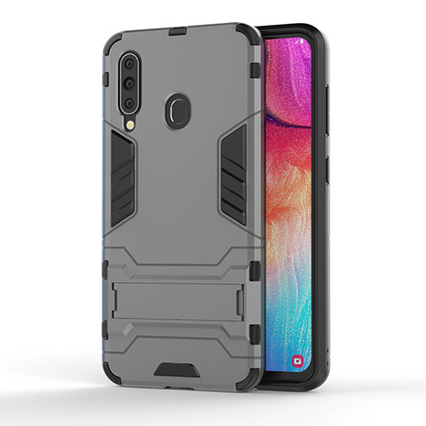 Custodia Silicone e Plastica Opaca Cover con Supporto KC1 per Samsung Galaxy A60 Grigio