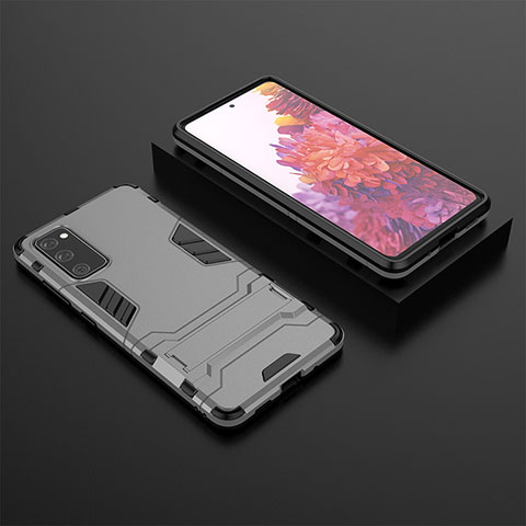 Custodia Silicone e Plastica Opaca Cover con Supporto KC1 per Samsung Galaxy S20 FE 4G Grigio